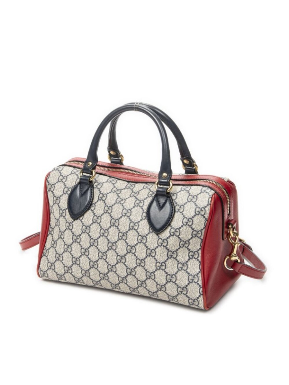 Gucci Small Boston Navy Beige Red Supreme Canvas Messenger - Picture 2 of 10